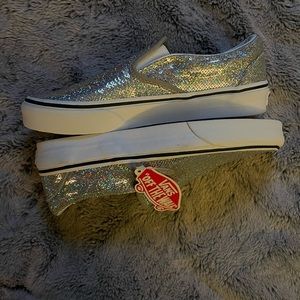 Vans size 5M/6.5W silver micro sequins